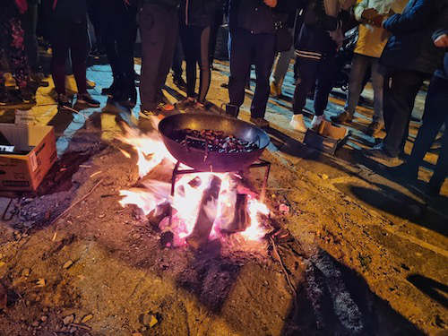 Maronenfeuer in Capileira