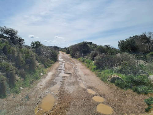 Holprige Straße auf Sardinen