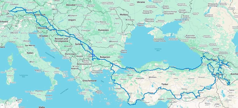 Gesamtreiseroute Kaukasus
