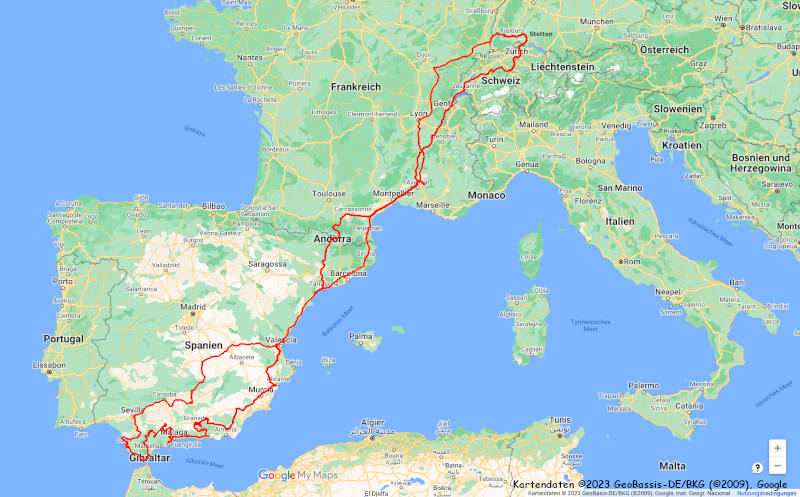 Gesamtkarte Spanien - Andalusien